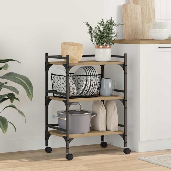 vidaXL Kj&oslash;kkenvogn Artisan Eik 50 x 35 x 75.5 cm Konstruert tre