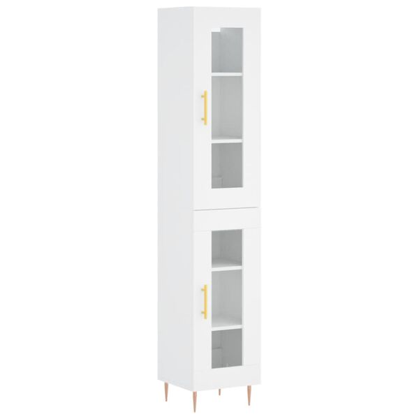 vidaXL Highboard hvit 34,5x34x180 cm konstruert tre