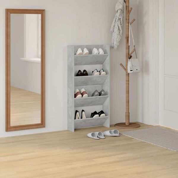 vidaXL Veggskoskap 2 stk betonggr&aring; 60x18x60 cm sponplate