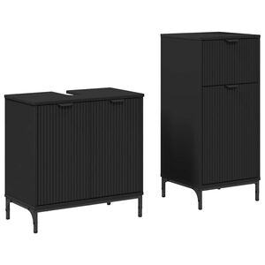vidaXL Baderomsinnredningssett 2 pcs Svart Ingeni&oslash;rtre og metall
