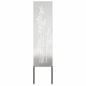 vidaXL Hageprivat skjerm Blomster sølv 32 x 140 cm Rustfritt stål