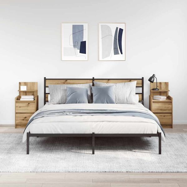 vidaXL Nattskap med 2 skuffer 2 stk artisan eik 38x34x80 cm