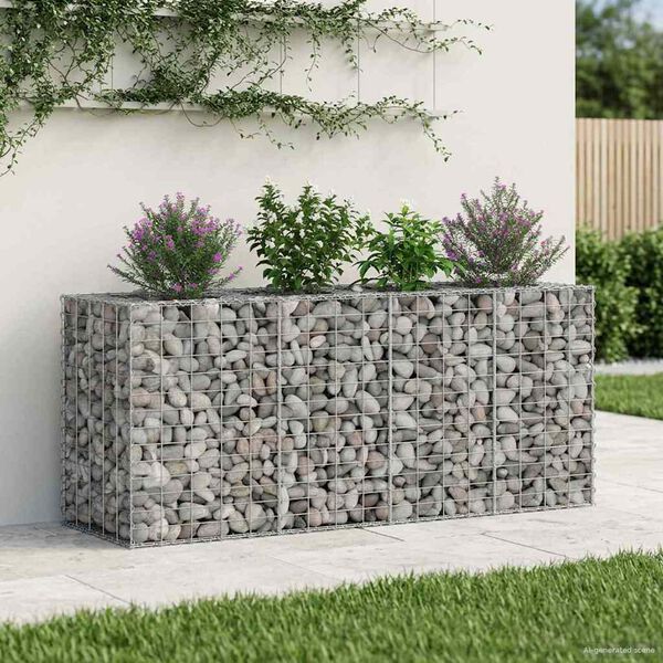 vidaXL Gabion hevet seng s&oslash;lv 170 x 50 x 80 cm Galvanisert St&aring;l