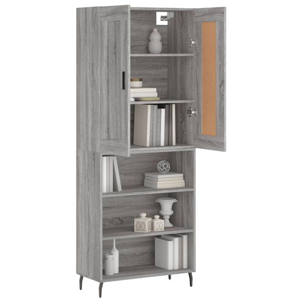 vidaXL Highboard gr&aring; sonoma 69,5x34x180 cm konstruert tre