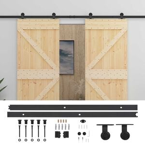 vidaXL Skyved&oslash;r 2 stk. 100 x 210 cm Heltre furu Naturlig og svart