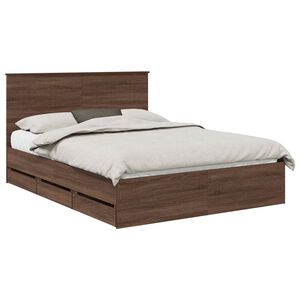 vidaXL Sengestamme med skuff Brun Eik 150 x 200 cm Ingeni&oslash;rtre