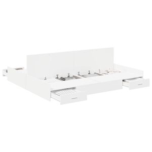 vidaXL Seng med lagring med skuff Hvit 180 x 200 cm Konstruert tre