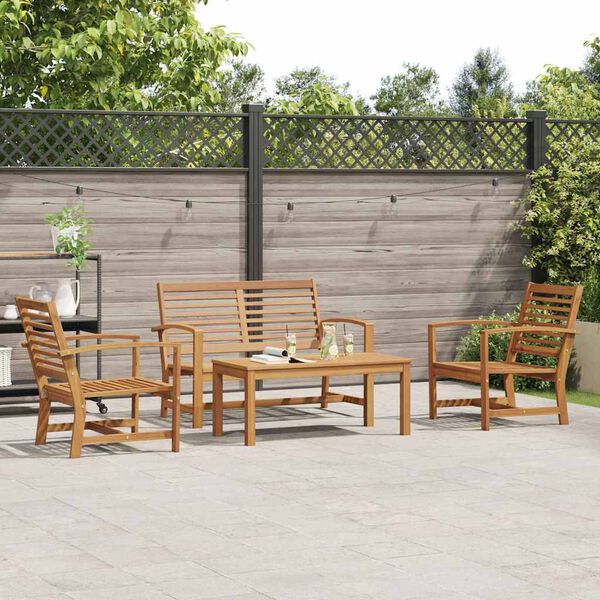 vidaXL Hagesofa Set Naturlig Heltre teak