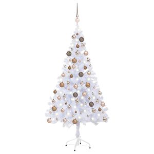 vidaXL Forh&aring;ndsbelyst kunstig juletre med kulesett 150 cm 380 grener