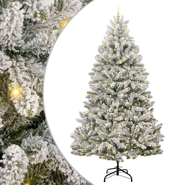 vidaXL Kunstig juletre med 300 LED Grønn og hvit 270 cm PVC og metall
