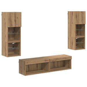 vidaXL TV Vegg-enhet Veggmontert 6 pcs Artisan Eik Konstruert tre