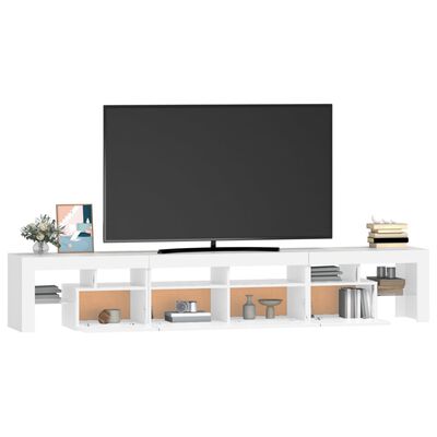 vidaXL TV-benk med LED-lys hvit 230x36,5x40 cm