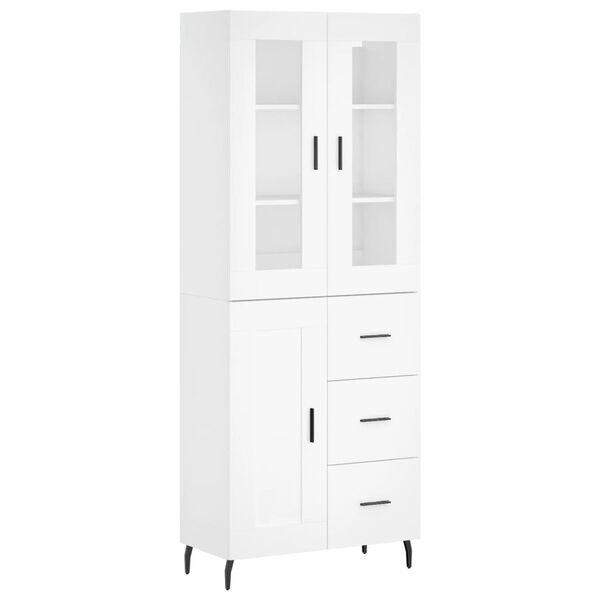 vidaXL Highboard hvit 69,5x34x180 cm konstruert tre