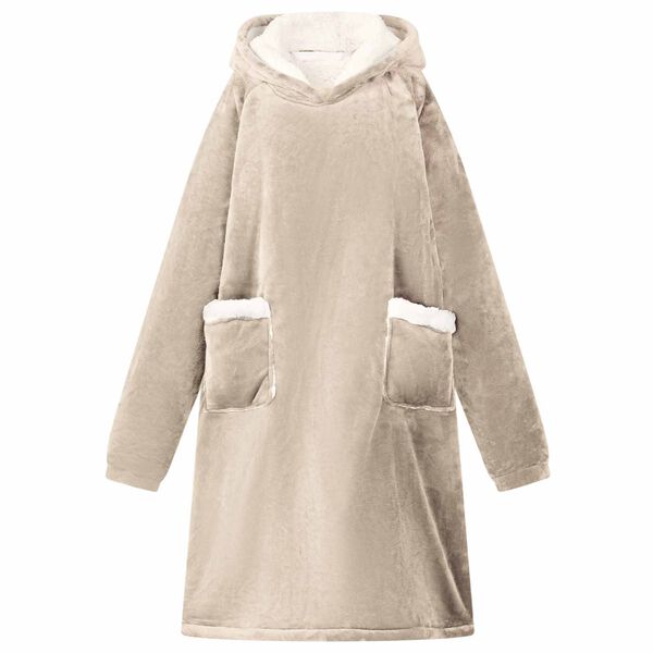 vidaXL Teppe-hettegenser Beige L Fleece og Flanell