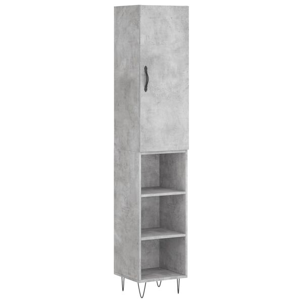 vidaXL Highboard betonggr&aring; 34,5x34x180 cm konstruert tre