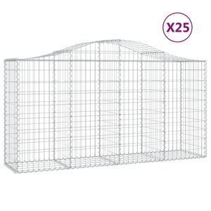 vidaXL Gabionkurver buede 25 stk 200x50x100/120 cm galvanisert jern