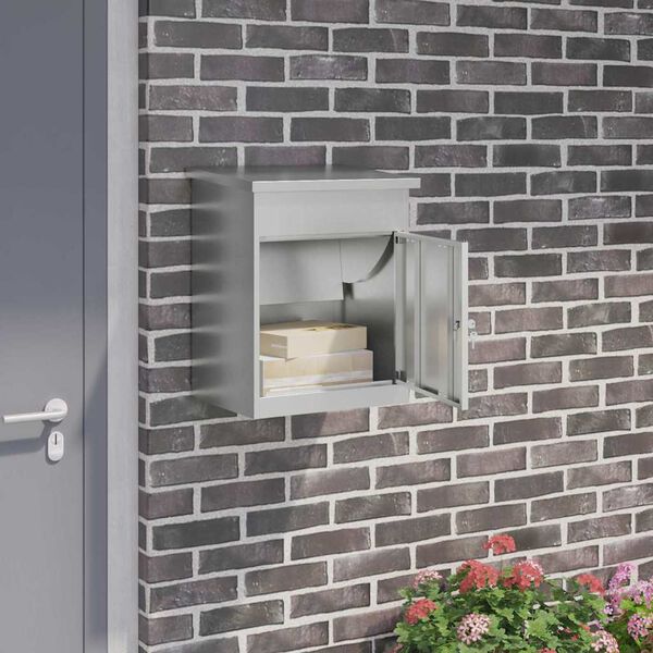 vidaXL Pakkeinnkast med d&oslash;r Svart 47.5 x 38 x 59 cm Galvanisert St&aring;l