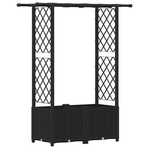 vidaXL Hevet Bed med Trellis og Tak Svart 124,5 x 40 x 138 cm PP