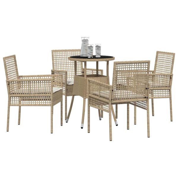vidaXL Hage Spisegruppe 5 pcs Beige Poly rattan