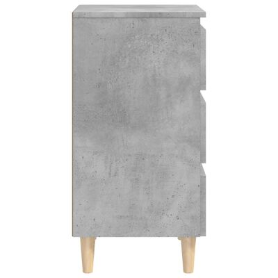 vidaXL Nattbord med ben i heltre 2 stk betonggrå 40x35x69 cm