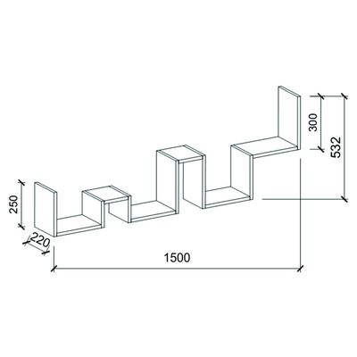 Homemania Vegghylle Ladder 150x22x53,2 cm hvit
