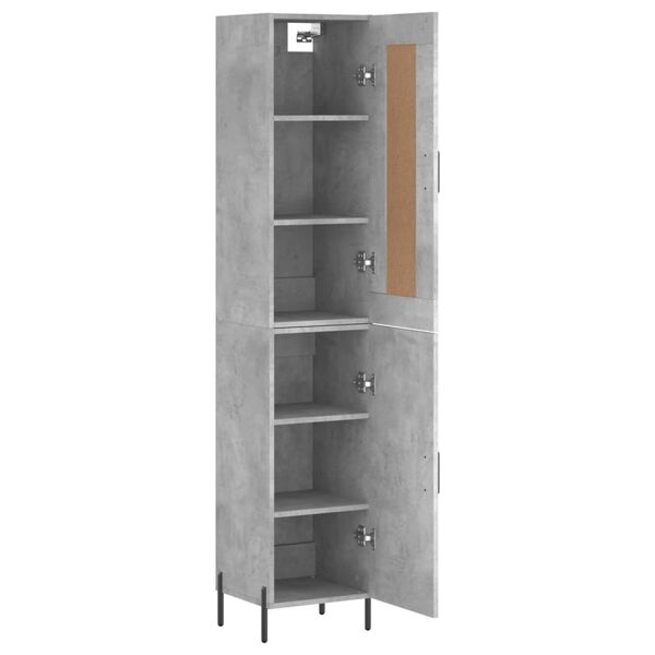 vidaXL Highboard betonggr&aring; 34,5x34x180 cm konstruert tre