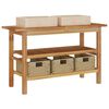 vidaXL Baderomshylle med kremhvite marmorvasker heltre teak