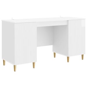 vidaXL Skrivebord H&oslash;gglans hvit 142,5 x 50 x 75 cm Konstruert tre
