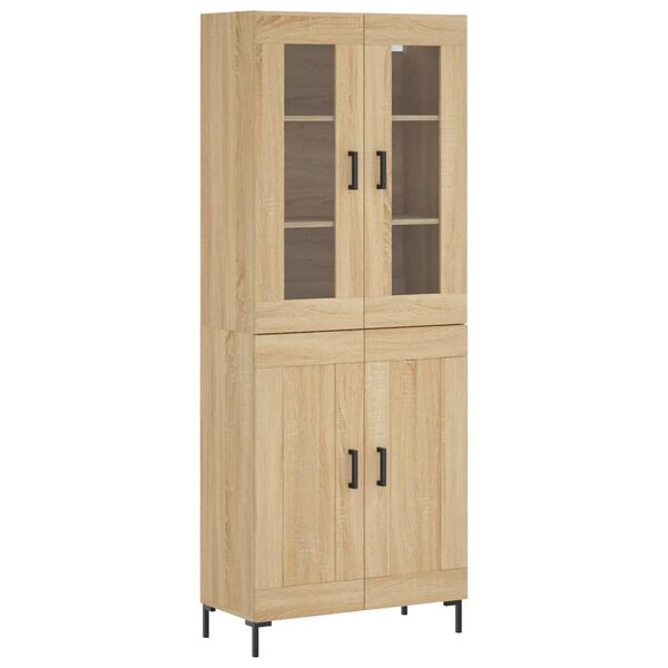 vidaXL Highboard sonoma eik 69,5x34x180 cm konstruert tre