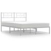 vidaXL Sengeramme i metall med sengegavl hvit 150x200 cm