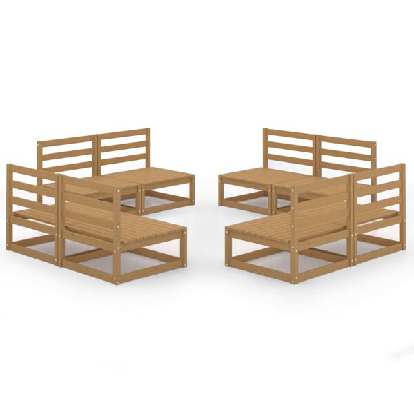 vidaXL Hagesofagruppe 8 deler honningbrun heltre furu