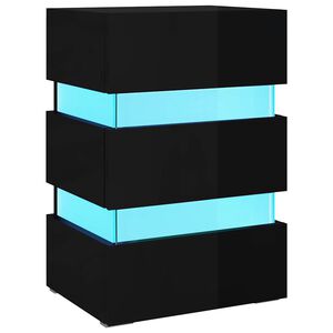 vidaXL LED-nattbord h&oslash;yglans svart 45x35x67 cm konstruert tre