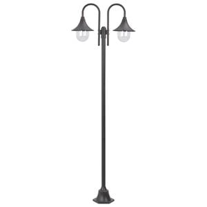 vidaXL Hagelyktestolpe E27 220 cm aluminium 2 lamper bronse