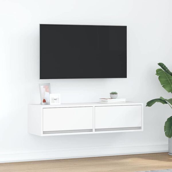 vidaXL TV-skap med skuff Hvit 100 x 31 x 25.5 cm Konstruert tre