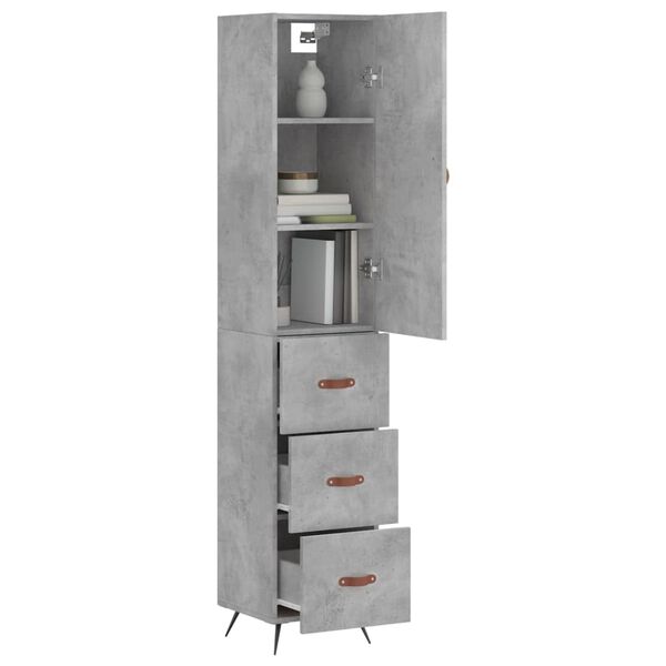 vidaXL Highboard betonggr&aring; 34,5x34x180 cm konstruert tre