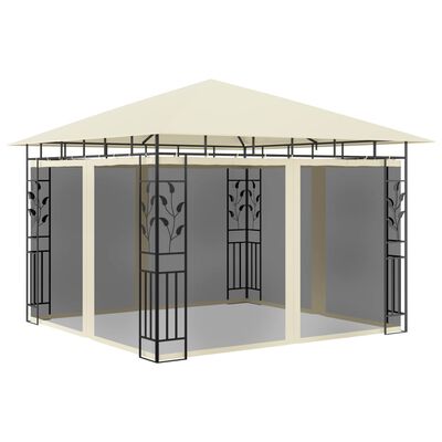 vidaXL Paviljong med myggnett 3x3x2,73 m kremhvit 180 g/m²