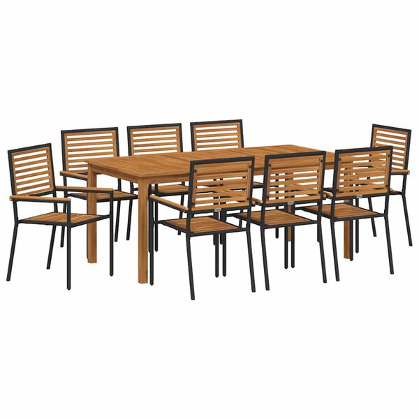 vidaXL Hage Spisegruppe 9 pcs Svart Poly rattan