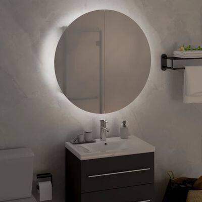 vidaXL Baderomsskap med rundt speil og LED hvit 47x47x17,5 cm