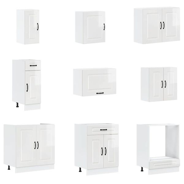 vidaXL Kjøkkenskapssett 14 deler Kalmar høyglans hvit konstruert tre