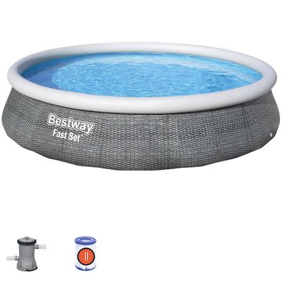 Bestway Oppblåsbart basseng Fast Set med pumpe 396x84 cm