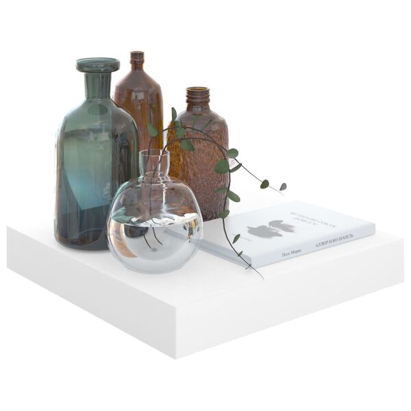 vidaXL Flytende vegghyller 4 stk h&oslash;yglans hvit 23x23,5x3,8 cm MDF