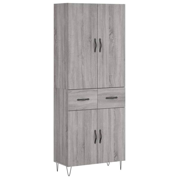 vidaXL Highboard gr&aring; sonoma 69,5x34x180 cm konstruert tre