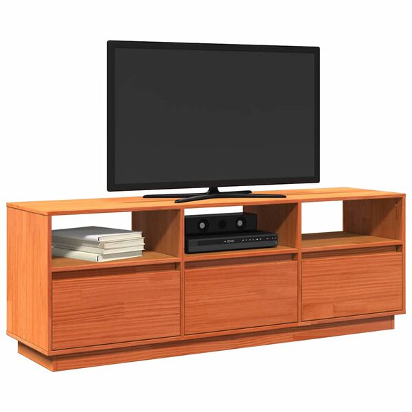 vidaXL TV-benk voksbrun 140x37x50 cm heltre furu