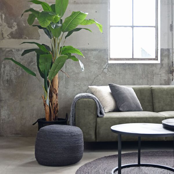 LABEL51 Teppe Jute rund 180x180 cm XXL antrasitt