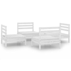 vidaXL Hagesofagruppe 4 deler hvit heltre furu
