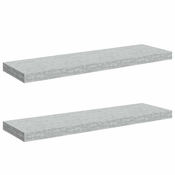 vidaXL Flytende vegghyller 2 stk betonggr&aring; 80x23,5x3,8 cm MDF