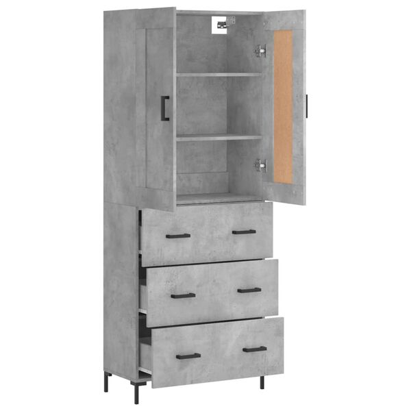 vidaXL Highboard betonggr&aring; 69,5x34x180 cm konstruert tre