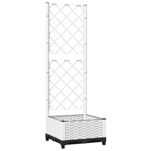 vidaXL Plantekasse med espalier hvit 40x40x121,5 cm PP