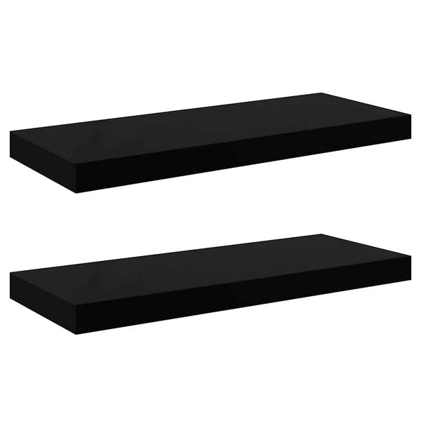 vidaXL Flytende vegghyller 2 stk h&oslash;yglans svart 60x23,5x3,8 cm MDF