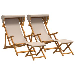 vidaXL Hage Stol 4 pcs 3 Posisjon Solid Eucalyptus Tre Beige